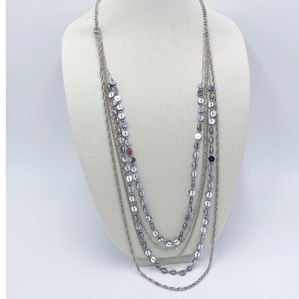 Loft Multiple Layered Silver Tone Necklace